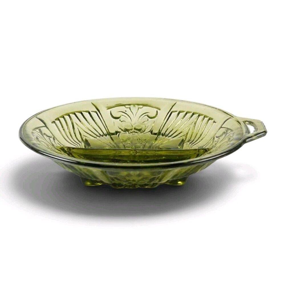 Killarney Green Avocado Indiana Glass Divided Relish Nut Candy Dish Ash Tray Key